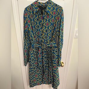 Button Front Mae Otti Print Dress with Belt